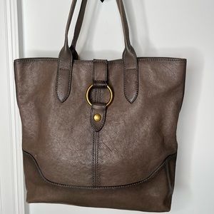 Frye Leather Ring Tote Gray Handbag